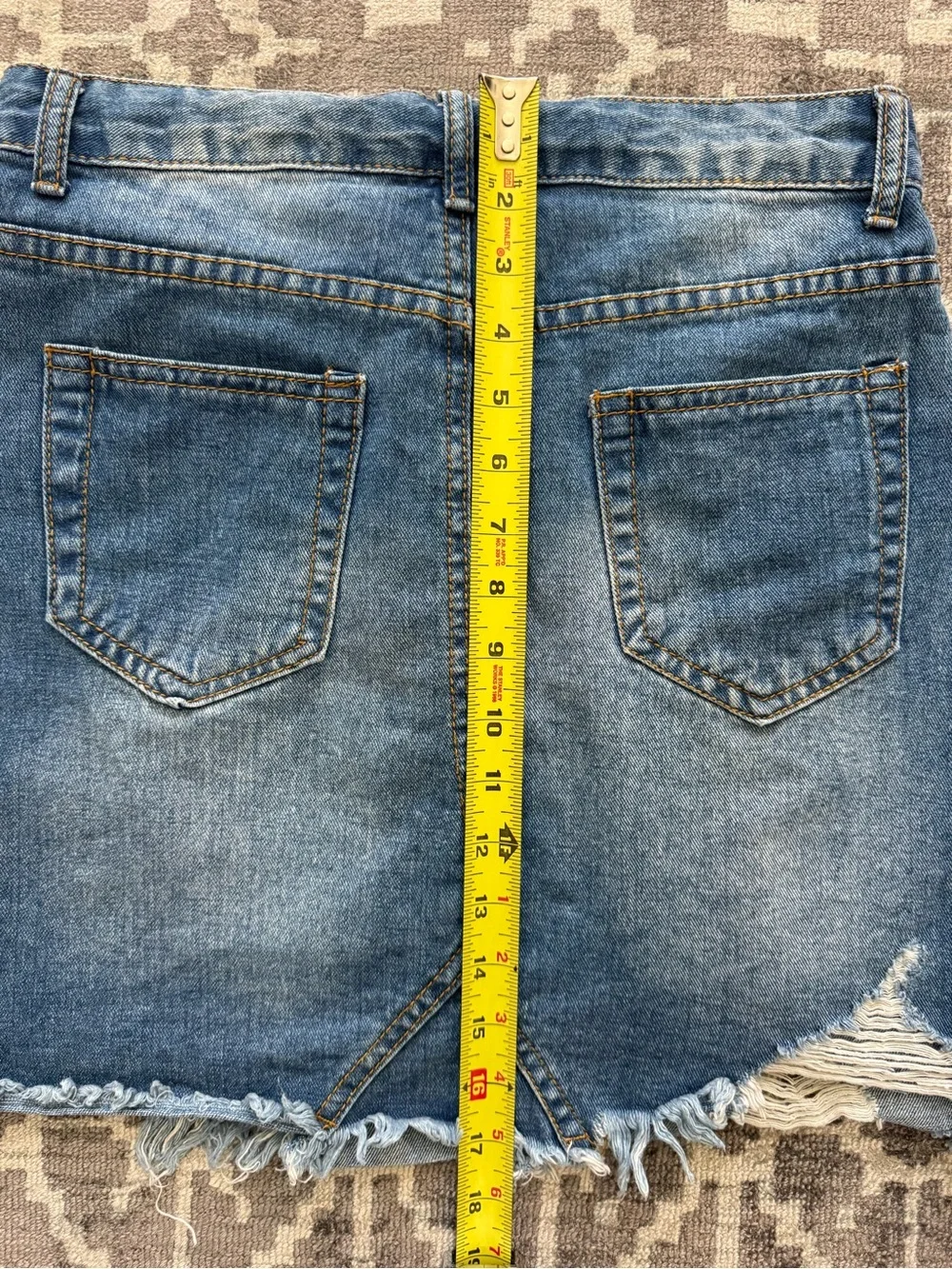 SHEIN Blue Distressed Denim Mini Skirt